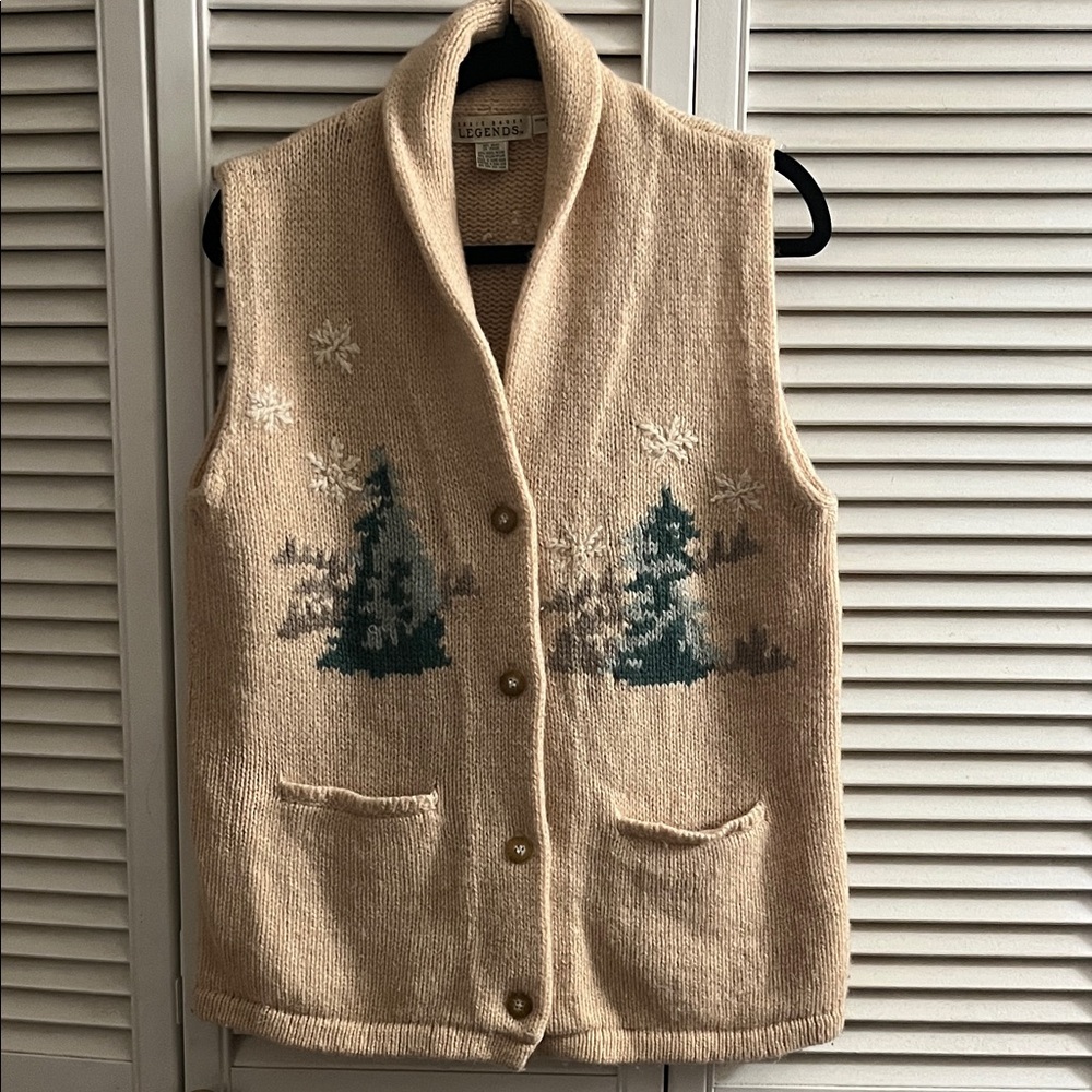 Vintage Eddie Bauer Legends wool blend novelty sweater vest cabincore country